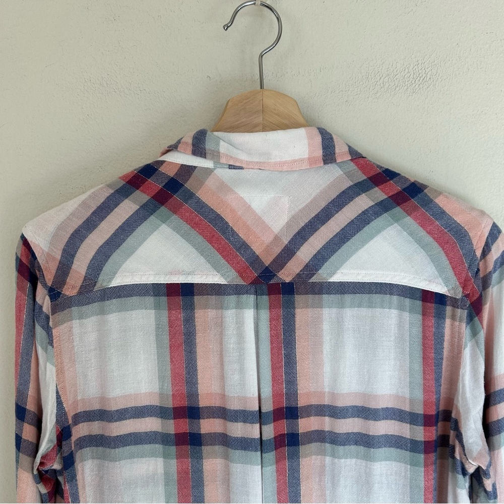 Rails Button-Up Plaid Top Linen Blend Top Charlie… - image 3